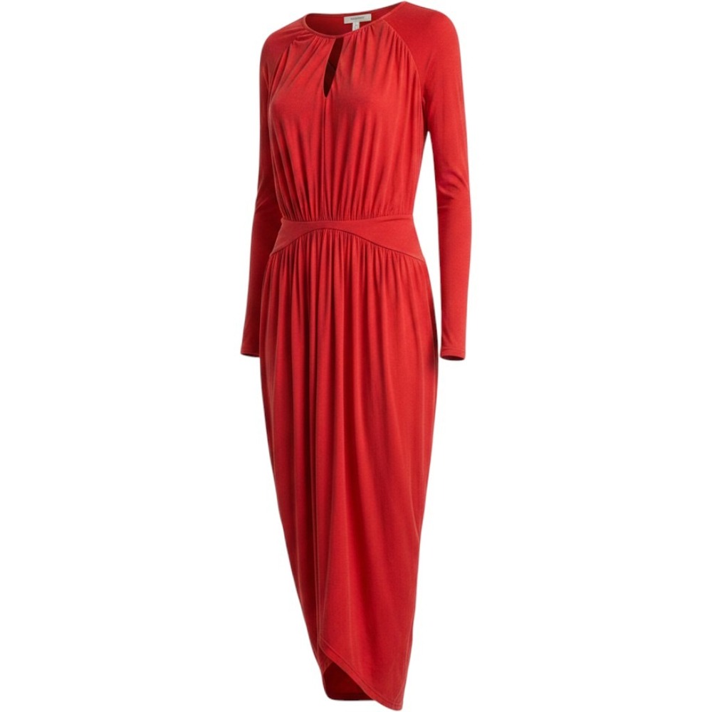 Reiss Savannah Red Jersey Wrap Asymmetric Maxi Dress US 8 - Picture 1 of 12